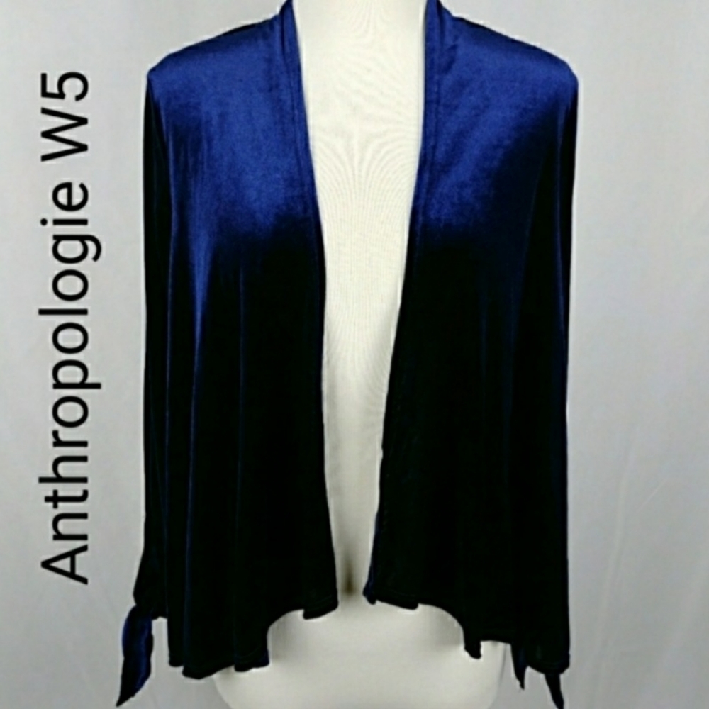 Anthropologie W5 Velvet Open Front Cardigan